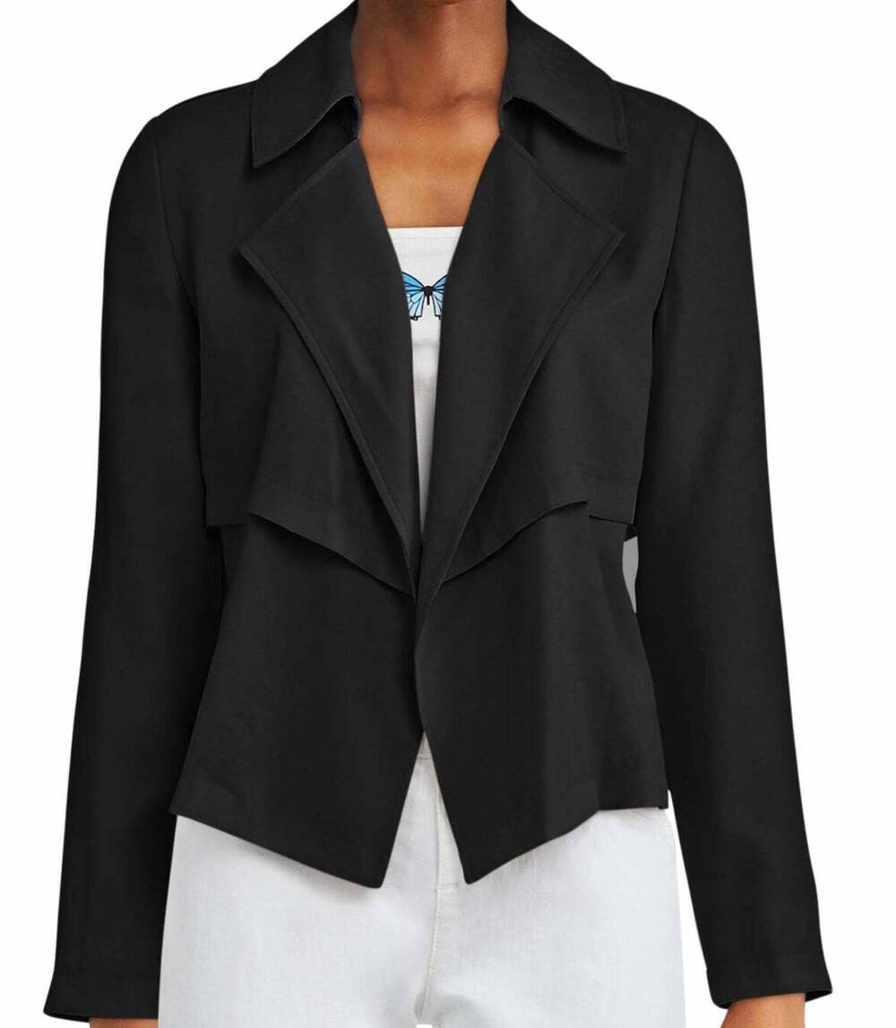 NEW BAR III open front trench jacket in black